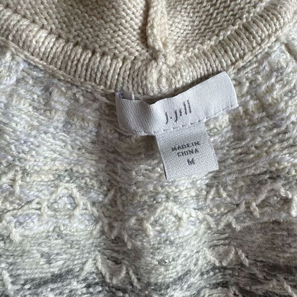 J. Jill Fair Isle Cream Hooded Tunic Sweater Knitted Size Medium Cotton Blend - Picture 8 of 11